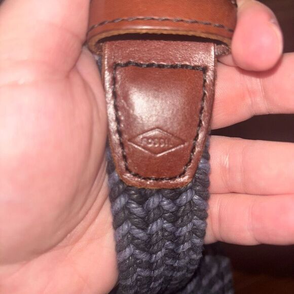 Fossil Navy Men’s Crochet Belt 40 - Picture 3 of 3